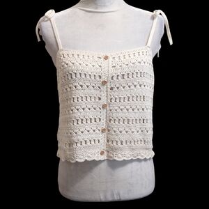 AMERICAN EAGLE Crochet Creamy White  Strappy Tank Top S